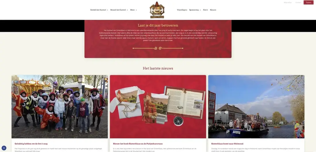 Nieuwsberichten op de website van Het Kasteel van Sinterklaas